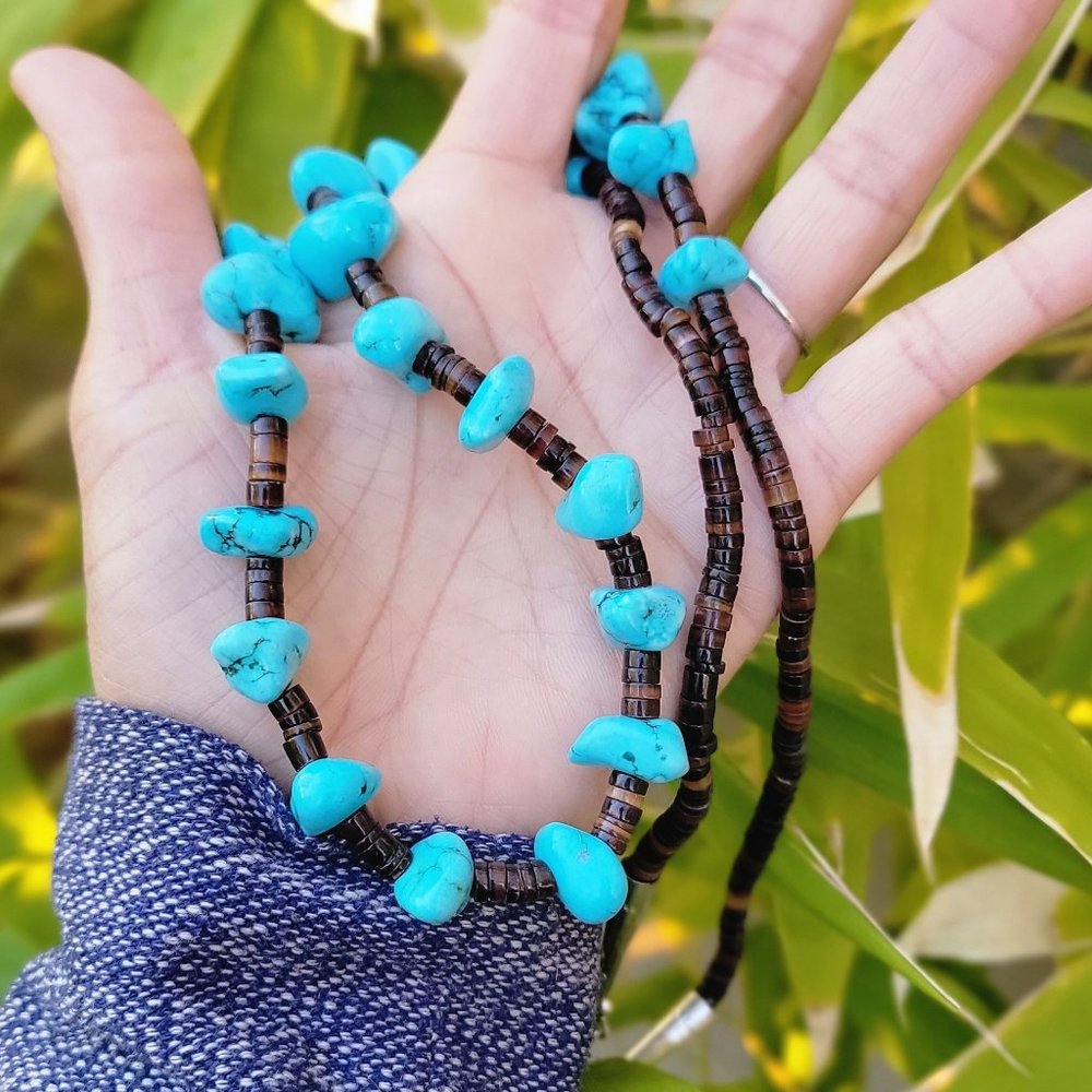 Stunning handmade Navajo Native American handmade chunky turquoise pipestone hei